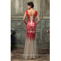 Grace Karin Vente en gros sans manches en dentelle Red Mermaid Prom Dress CL007588-2